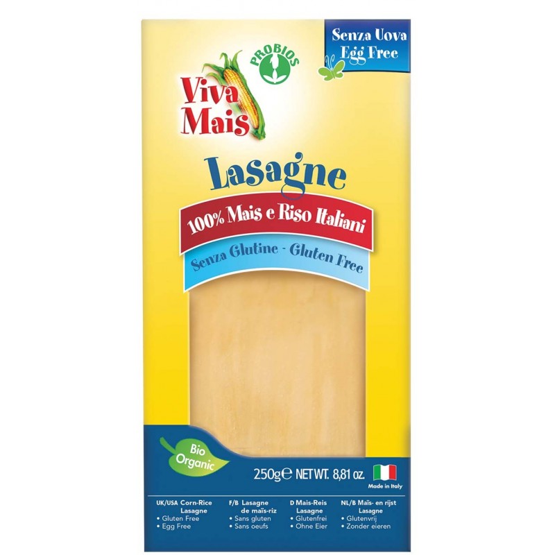 Pasta per lasagne di mais e riso bio senza glutine