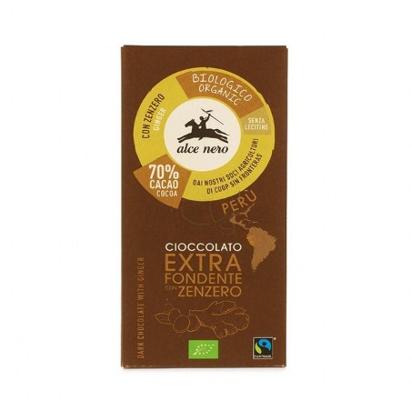 Tavoletta di cioccolato fondente 70% cacao e zenzero