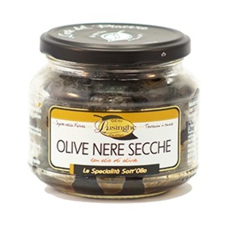 Olive nere secche in olio d'oliva