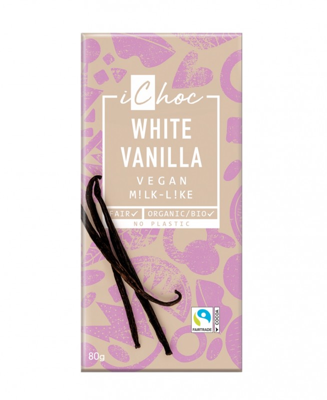 Tavoletta di cioccolato bianco Bio iChoc White vanilla 80g