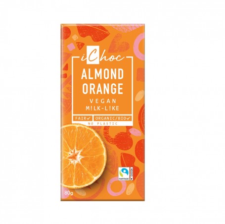 Tavoletta di cioccolato mandorle e arancia Bio iChoc Almond Orange