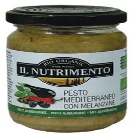 Pesto mediterraneo con melanzane e olive bio